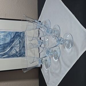 Vintage Seneca Ingrid Set Of Six Light Blue Water Goblets.